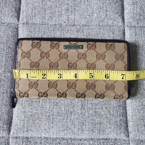 Authentic Gucci GG Monogram Canvas Leather Zip Around Long Wallet - Picture 15 of 16